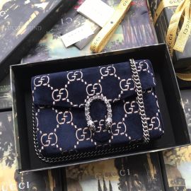 Gucci Dionysus GG Velvet Mini Chain Wallet Blue 401231