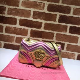 Gucci GG Marmont Mini Matelasse Bag Pink And Gold 446744