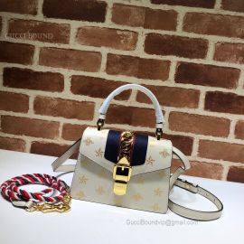 Gucci Sylvie Bee Star Mini Leather Bag White 470270