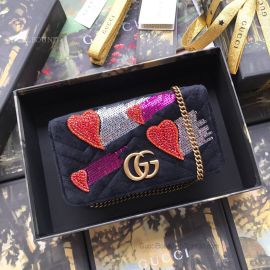 Gucci GG Marmont Embroidered Velvet Mini Bag Black 488426