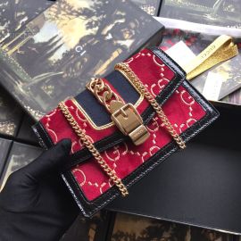 Gucci Sylvie Velvet GG Chains Mini Bag Red 494642
