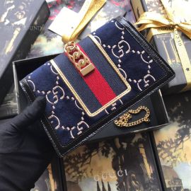 Gucci Sylvie Velvet GG Chains Mini Bag Blue 494642