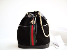 Gucci Rajah Suede Medium Bucket Bag Black 553961