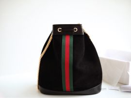 Gucci Rajah Suede Medium Bucket Bag Black 553961