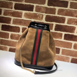 Gucci Rajah Suede Medium Bucket Bag Chestnut 553961