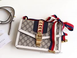 Gucci Sylvie GG Small Shoulder Bag White 421882