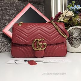 Gucci GG Marmont Medium Matelasse Shoulder Bag Red 443496