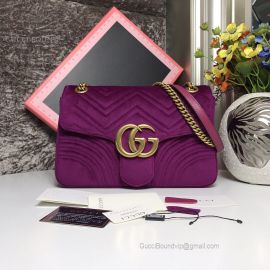 Gucci GG Marmont Velvet Medium Shoulder Bag Purple 443496