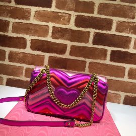 Gucci GG Marmont Small Matelasse Shoulder Bag Pink And Red 443497