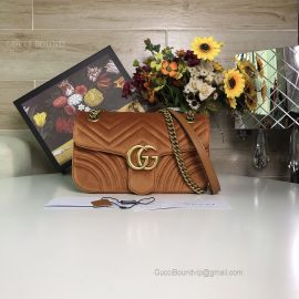 Gucci GG Marmont Velvet Shoulder Bag Brown 443497