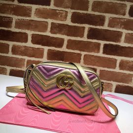 Gucci GG Marmont Small Matelasse Shoulder Bag Pink And Gold 447632