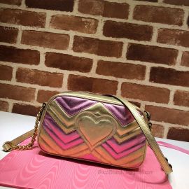 Gucci GG Marmont Small Matelasse Shoulder Bag Pink And Gold 447632