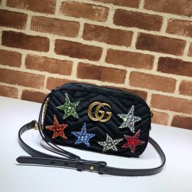 Gucci GG Marmont Velvet Small Shoulder Bag Star Black 447632