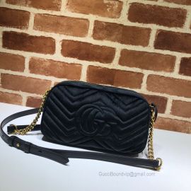 Gucci GG Marmont Velvet Small Shoulder Bag Blooms Black 447632