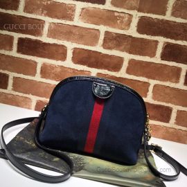 Gucci Ophidia Suede Embroidered Small Shoulder Bag Blue 499621