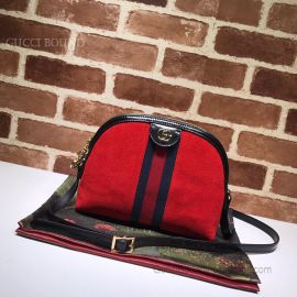 Gucci Ophidia Suede Small Shoulder Bag Red 499621