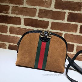 Gucci Ophidia Suede Small Shoulder Bag Chestnut 499621