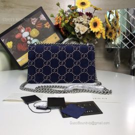 Gucci Dionysus GG Velvet Small Shoulder Bag Blue 499623