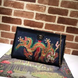 Gucci Ophidia Suede Embroidered Medium Shoulder Bag Blue 503876