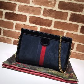 Gucci Ophidia Suede Embroidered Small Shoulder Bag Blue 503877