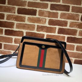 Gucci Suede Medium Shoulder Bag Chestnut 523354