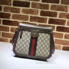 Gucci GG Supreme Saddle Shoulder Bag Brown 523658