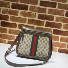 Gucci GG Supreme Saddle Shoulder Bag Brown 523658