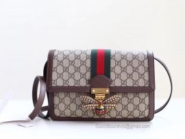 Gucci Queen Margaret GG Supreme Medium Shoulder Bag Brown 524356