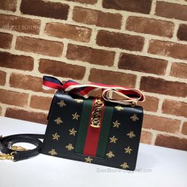 Gucci Sylvie Bee Star Small Shoulder Bag Black 524405