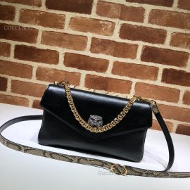 Gucci Thiara Python Leather Double Shoulder Bag Black And Yellow 524822