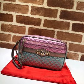 Gucci Trapuntata Matelasse Leather Shoulder Bag Pink And Blue 540985