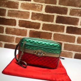 Gucci Trapuntata Matelasse Leather Shoulder Bag Green And Red 540985