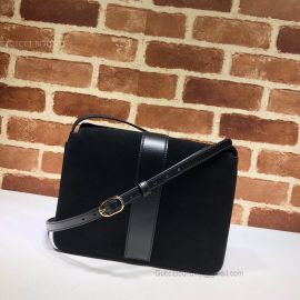 Gucci Arli Suede Medium Shoulder Bag Black 550126