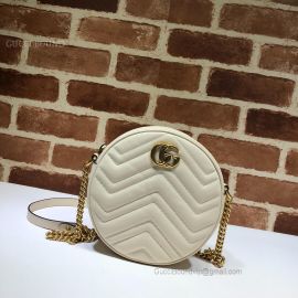 Gucci GG Marmont Mini Round Shoulder Bag White 550154