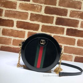 Gucci Ophidia Suede Mini Round Shoulder Bag Black 550618