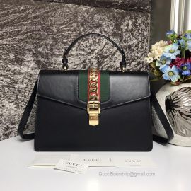 Gucci Sylvie Medium Top Handle Bag Black 431665