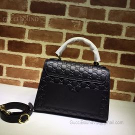 Gucci Padlock Signature Leather Small Top Handle Bag Black 453188