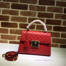 Gucci Padlock Signature Leather Small Top Handle Bag Red 453188