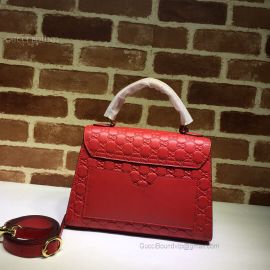 Gucci Padlock Signature Leather Small Top Handle Bag Red 453188