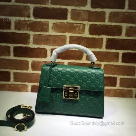 Gucci Padlock Signature Leather Small Top Handle Bag Green 453188