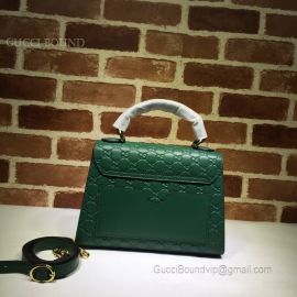 Gucci Padlock Signature Leather Small Top Handle Bag Green 453188