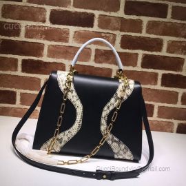 Gucci Python Leather Medium Top Handle Bag Black 476435