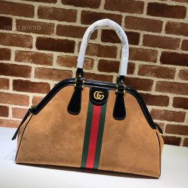 Gucci Re(Belle) Suede Large Top Handle Bag Chestnut 515937