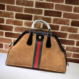 Gucci Re(Belle) Suede Large Top Handle Bag Chestnut 515937
