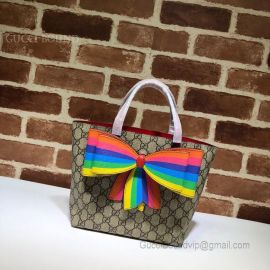 Gucci Children's GG Supreme Rainbow Bow Tote Multicolor 501804