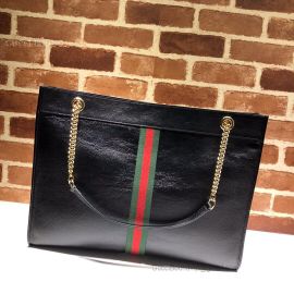 Gucci Rajah Leather Large Tote Black 537219