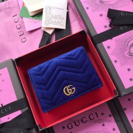 Gucci GG Marmont Velvet Card Case Dark Blue 466492