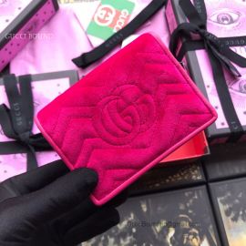 Gucci GG Marmont Velvet Card Case Heart Design Pink 466492