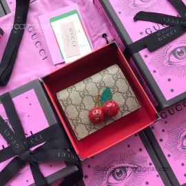 Gucci GG Supreme Card Case With Cherries Red 476050