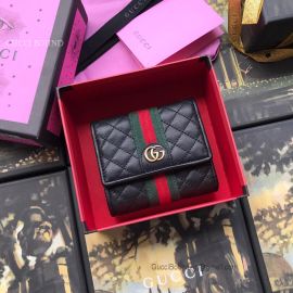 Gucci Leather Card Case With Double G Black 536449